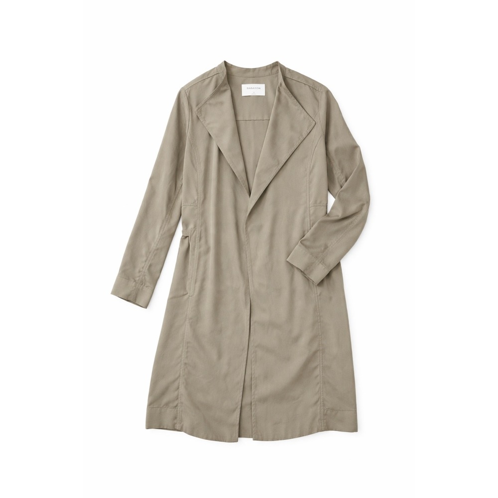 BABATON‎ Tan Lightweight Trench Coat Duster Jacket Oversized Collar XS